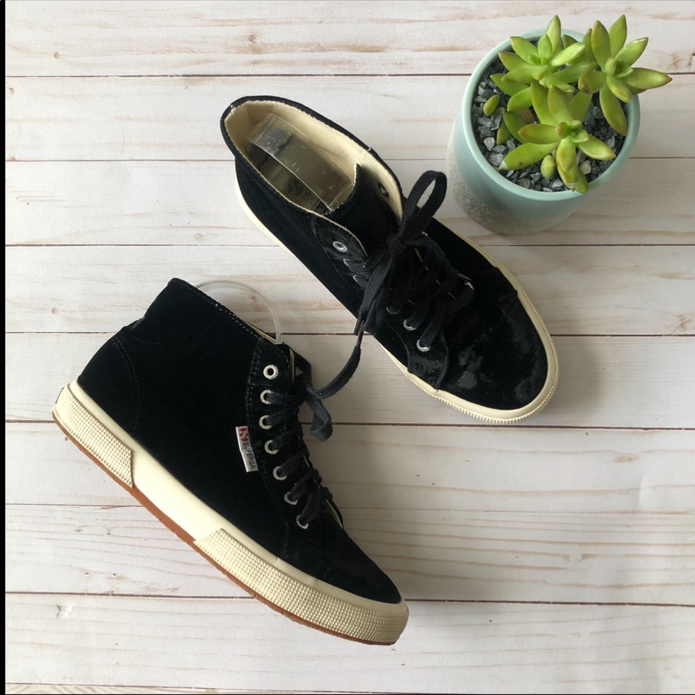 Superga Velvet high top sneakers black size 8.5